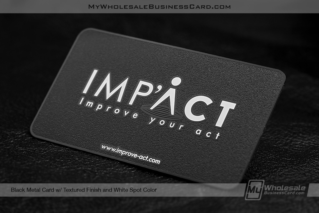 My Wholesale Business Card | Textured Finish Black Metal Business Card With White Color