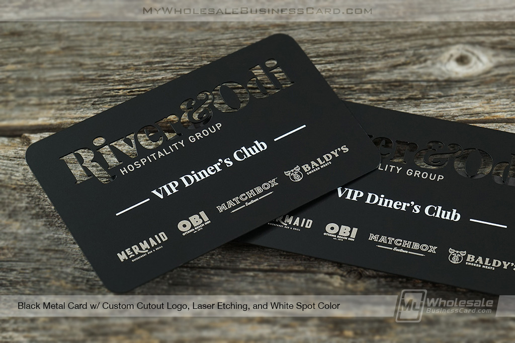 My Wholesale Business Card | Black Metal Membership Cards With Custom Cutout Logo Design