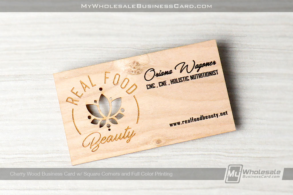 My Wholesale Business Card | Cherry Wood Business Card With Organic Look And Feel Custom Cutouts
