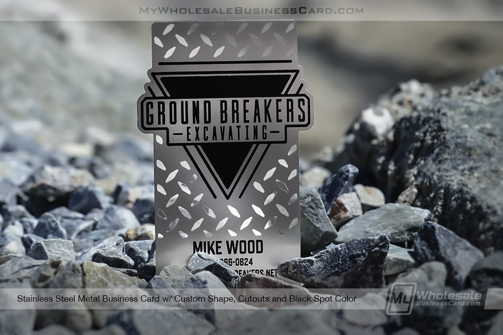 My Wholesale Business Card | Stainless Steel Ground Breakers Excavating Metal Business Card With Custom Shape Ws 1