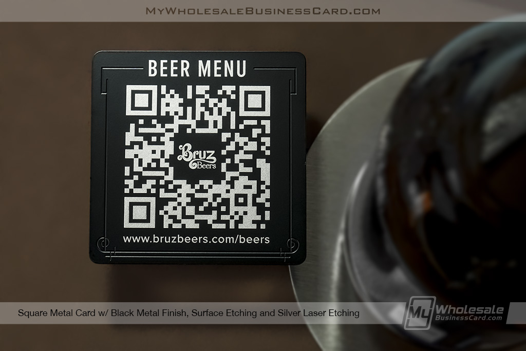 My Wholesale Business Card | Black Square Metal Business Card With Qr Code For Brewery Order Ws
