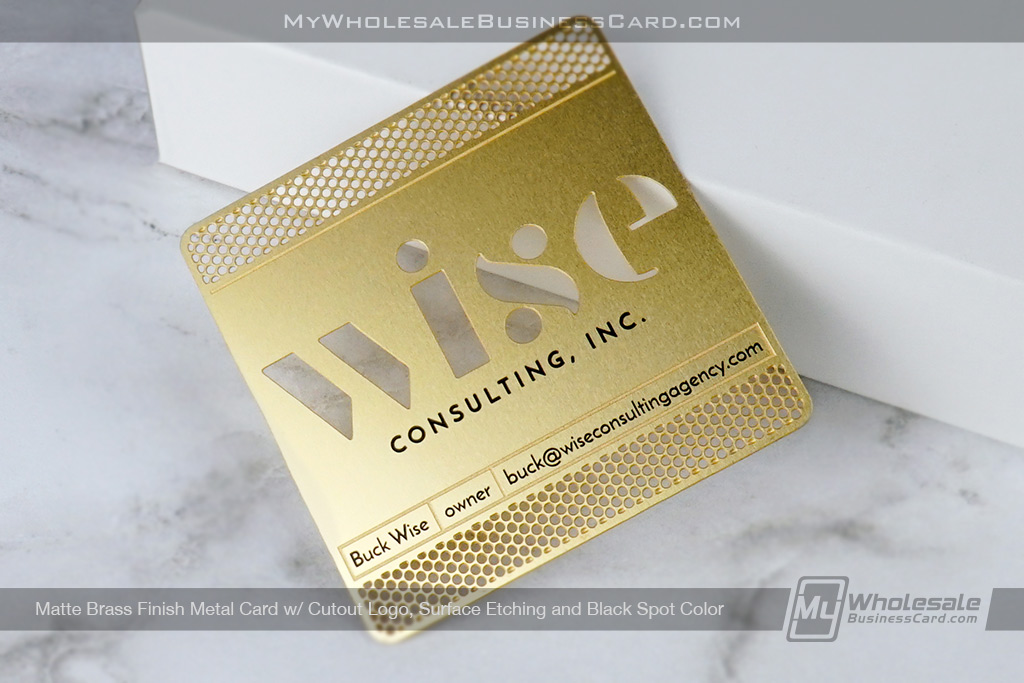My Wholesale Business Card | Brass Finish Metal Business Card Square Card Size Cutout Design 1