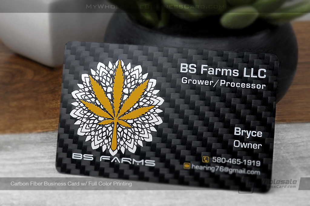 My Wholesale Business Card | Carbon Black Carbon Fiber Business Card With Silver Gold Spot Bs Farms Ws