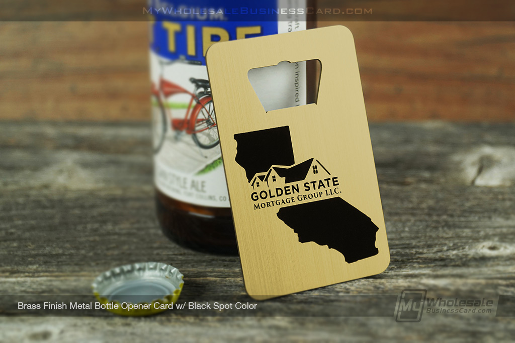 My Wholesale Business Card | Brass Bottle Opener Metal Business Card With Black Spot Color