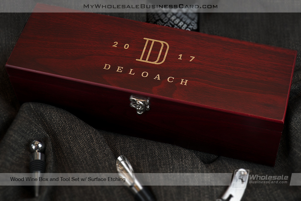 My Wholesale Business Card | Rose Wood Finish Wood Wine Box And Tool Set With Logo