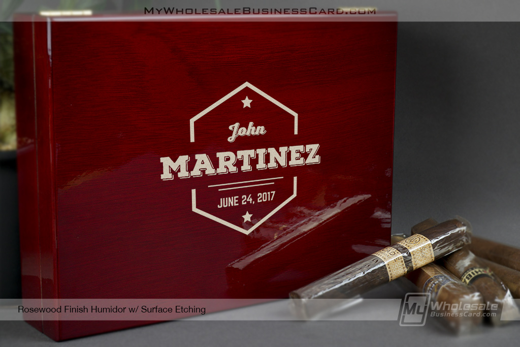 My Wholesale Business Card | Surface Etching Wood Rosewood Finish Humidor