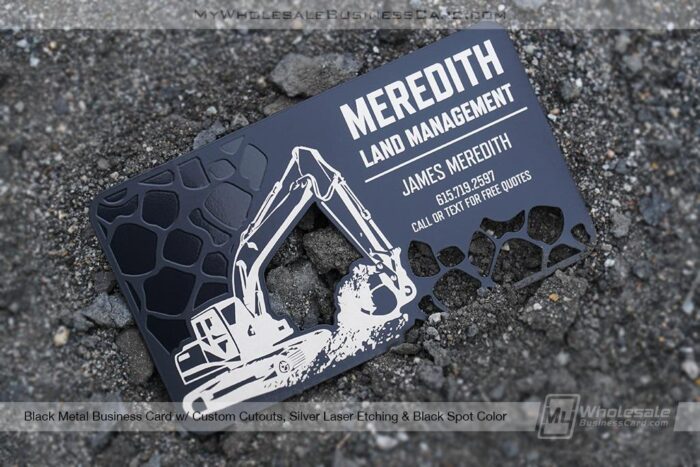 black metal business card excavation