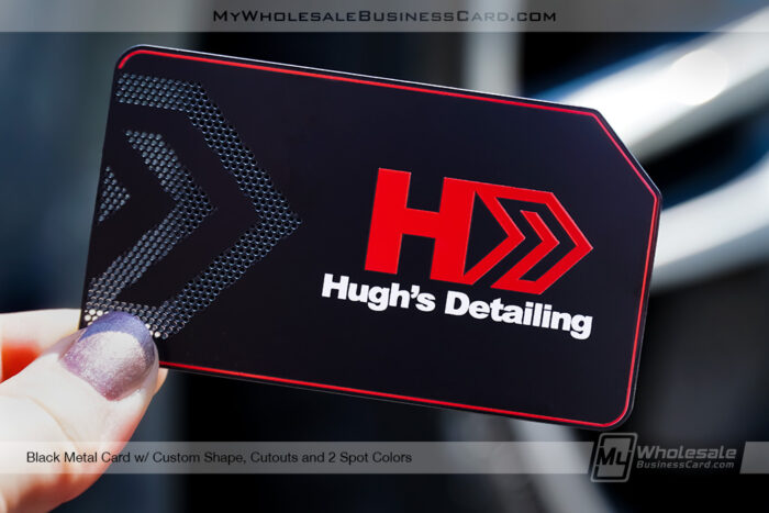 My Wholesale Business Card | Black Metal Business Card Detailing With Cutout Logo Design W