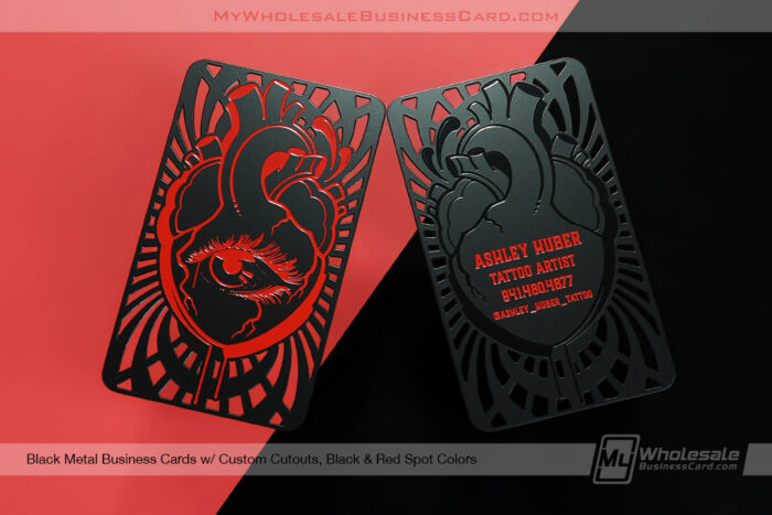 My Wholesale Business Card | Black Metal Business Cards Cutouts Black Red Tattoo Ashley