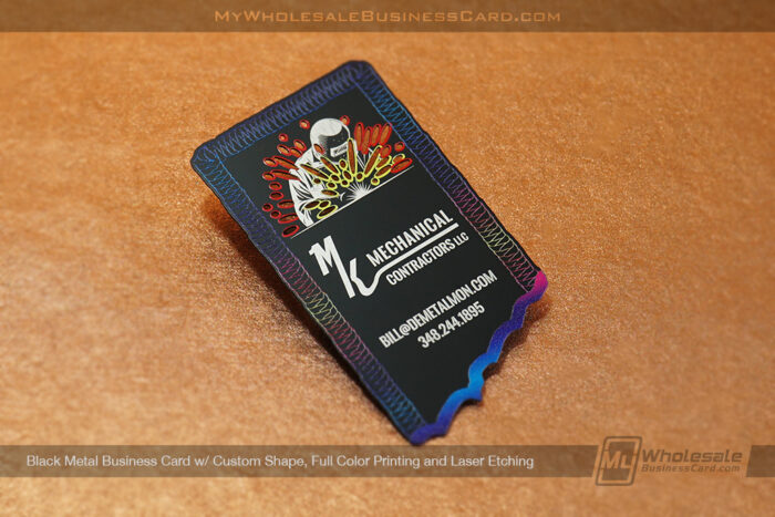 My Wholesale Business Card | Black Metal Full Color Print Custom Shape Business Card Welder