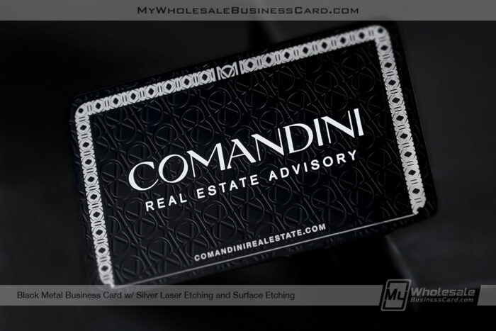My Wholesale Business Card | Black Metal Real Estate Luxury Business Card Lux Surface Etching And Silver Ws