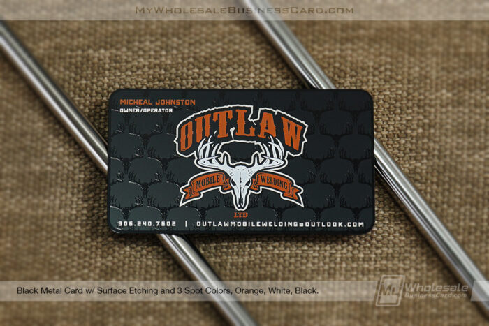 My Wholesale Business Card | Black Metal Welder Business Card Etched Pattern