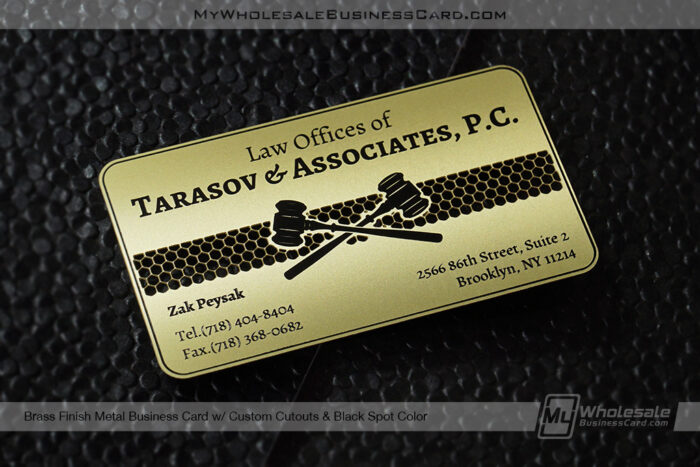 My Wholesale Business Card | Brass Finish Metal Business Card Custom Cutouts Black Color Tarasov