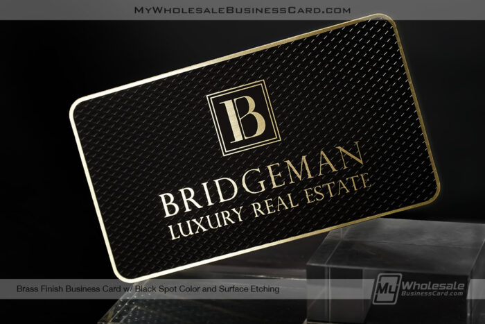 My Wholesale Business Card | Brass Finish Metal Business Card For Luxury Real Estate Agent With Textured Pattern Ws