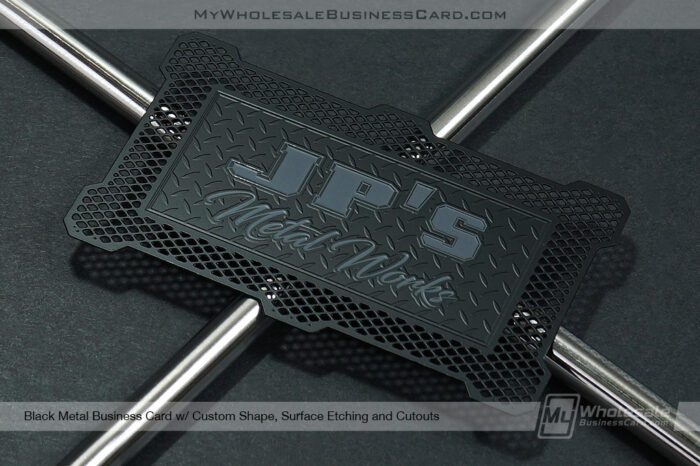 My Wholesale Business Card | Custom Black Metal Business Card Shape With Cutouts For Metal Work Welder
