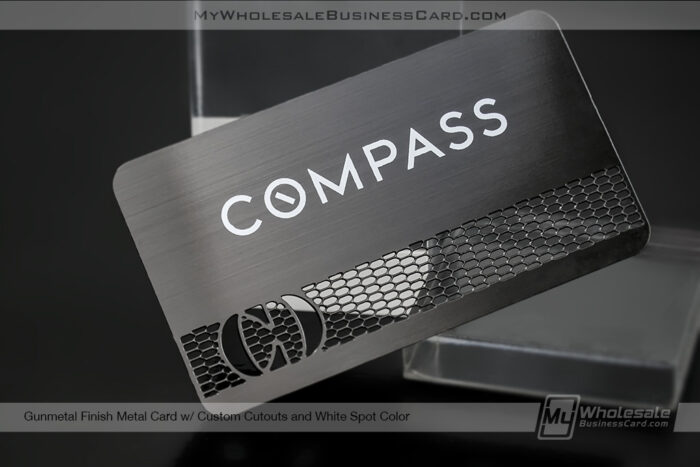 My Wholesale Business Card | Gunmetal Business Card With Brushed Metal Surface For Compass Realtor Ws