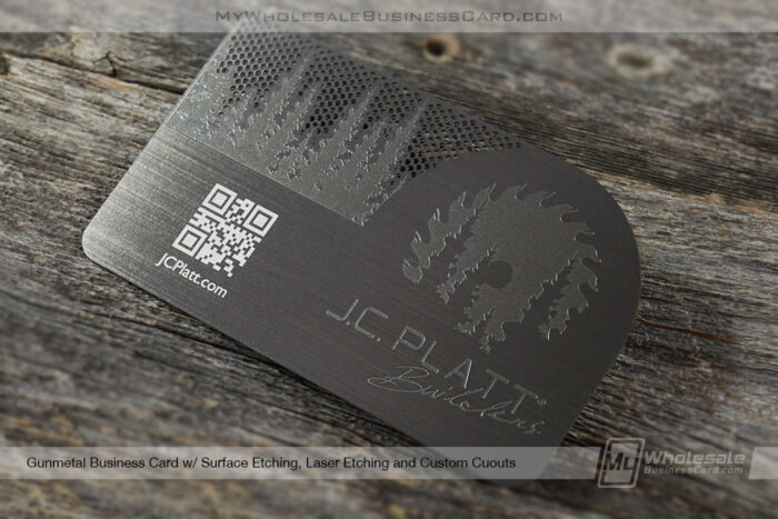 My Wholesale Business Card | Gunmetal Business Card With Surface Etching And Qr Code Bulder Ruged Design