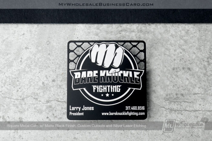 My Wholesale Business Card | Square Metal Business Card Fitness Fighting Fence Cutout Design