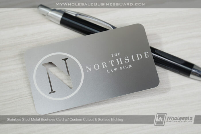 My Wholesale Business Card | Stainless Steel Metal Business Card Cutout Surface Etch Northside