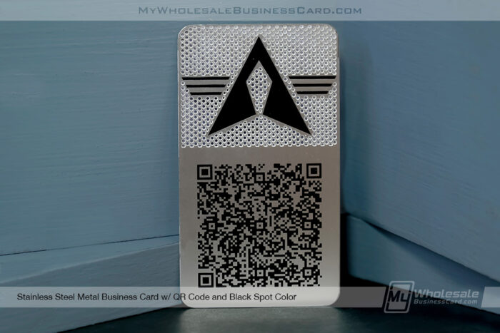 My Wholesale Business Card | Stainless Steel Metal Business Card With Qr Code And Black Spot Color Logo Design