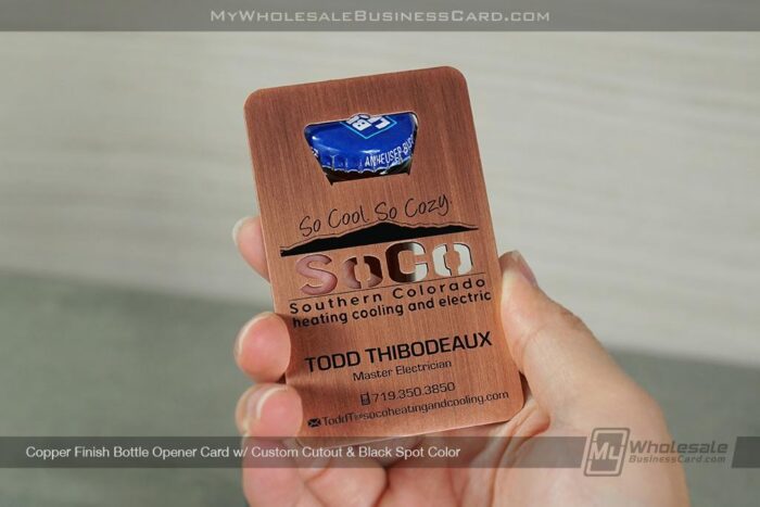 Copper Finish Bottle Opener Card