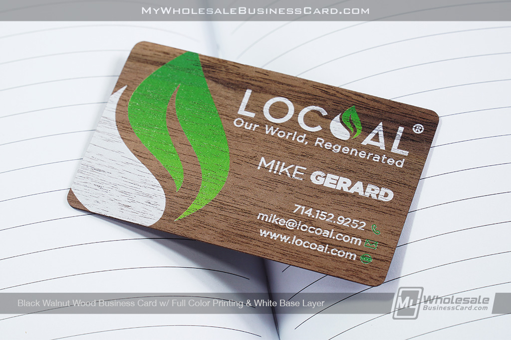 Metal Business Cards Vs. Plastic Business Cards Vs. Wood Business Cards: What Should You Recommend? 9 My Wholesale Business Card | Black Walnut Wood Business Card Full Color Printing White Base Layer Locoal
