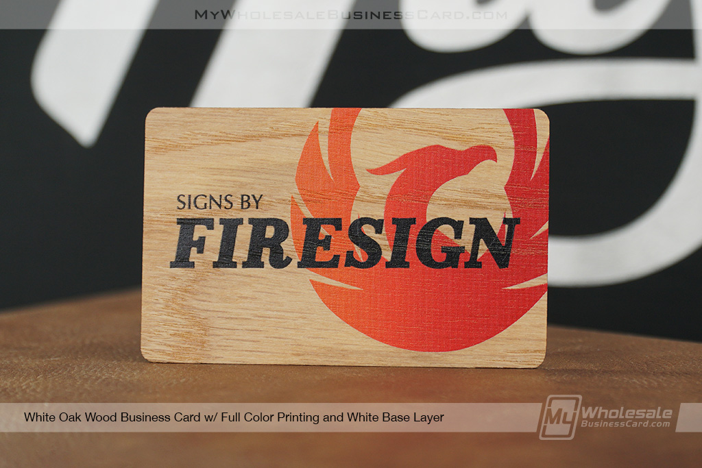 Metal Business Cards Vs. Plastic Business Cards Vs. Wood Business Cards: What Should You Recommend? 10 My Wholesale Business Card | White Oak Wood Business Card Full Color Printing White Base Layer Firesign