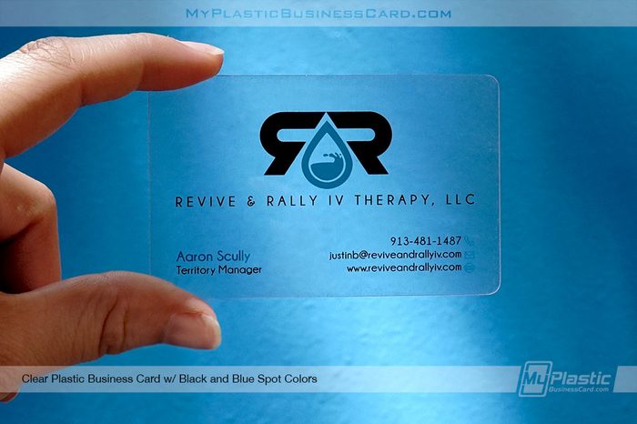 How To Create A Good-Better-Best Specialty Business Card Proposal 6 My Wholesale Business Card | Clear Plastic Business Card With Black And Blue Logo 28919 3