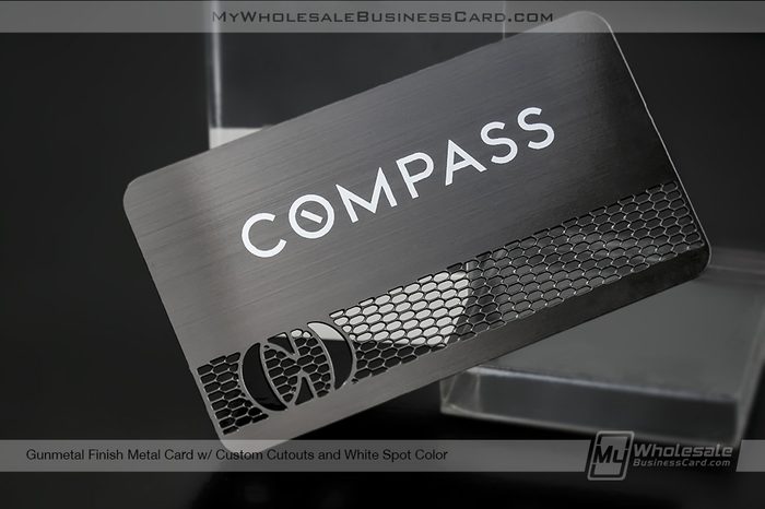 My Wholesale Business Card | Gunmetal Business Card With Brushed Metal Surface For Compass Realtor Ws 1