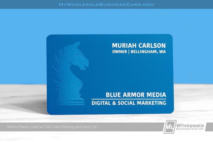 My Wholesale Business Card | Matte Plastic Business Card With Spot Uv Blue Print
